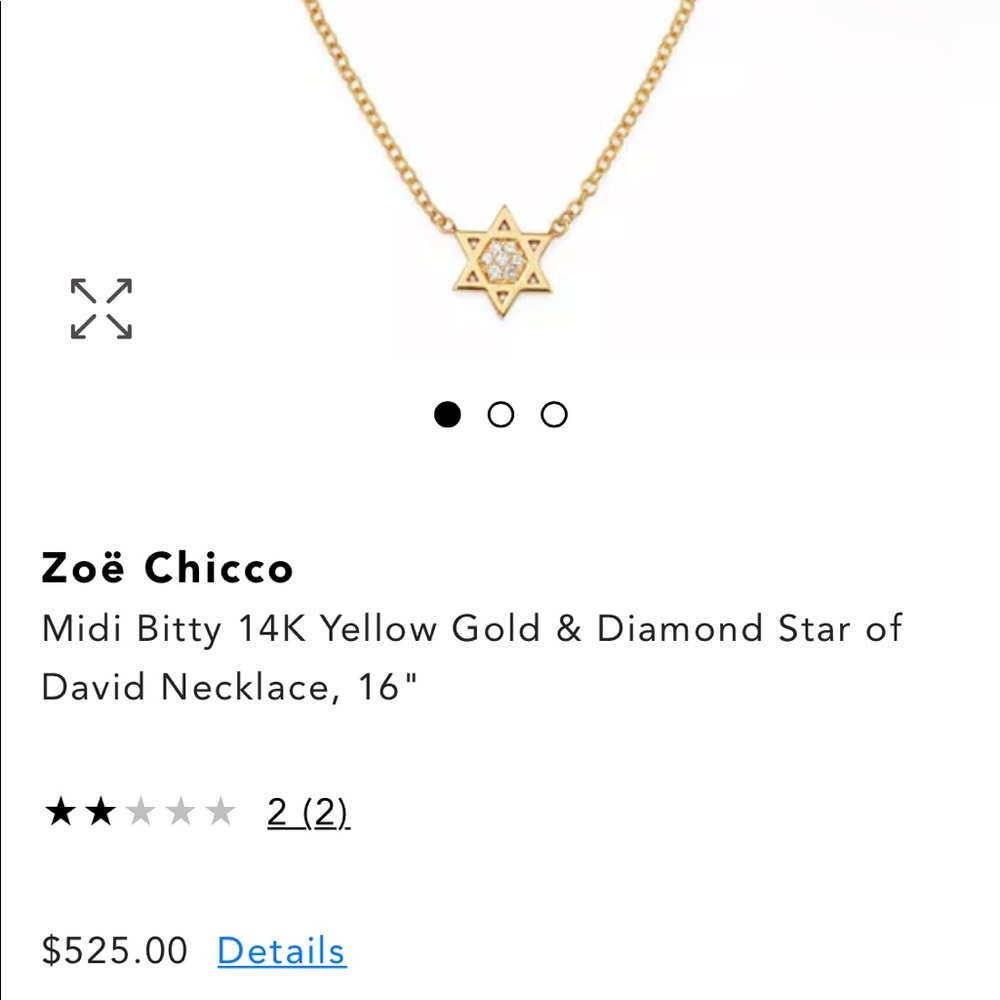 Star of David necklace with white diamonds